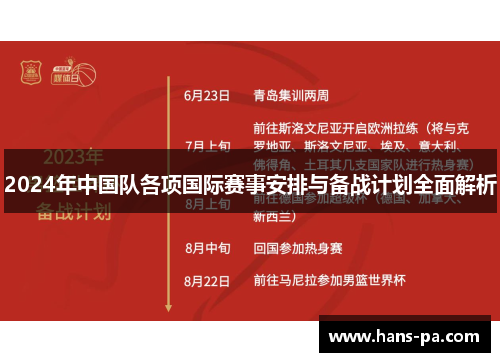 2024年中国队各项国际赛事安排与备战计划全面解析