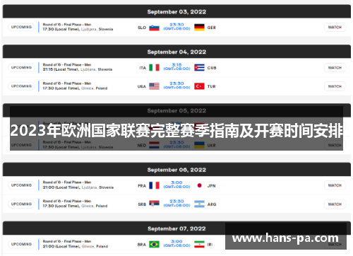 2023年欧洲国家联赛完整赛季指南及开赛时间安排 2023年欧洲国家联赛完整赛季指南及开赛时间安排