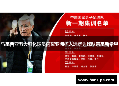 马来西亚五大归化球员闪耀亚洲杯入选赛为球队带来新希望